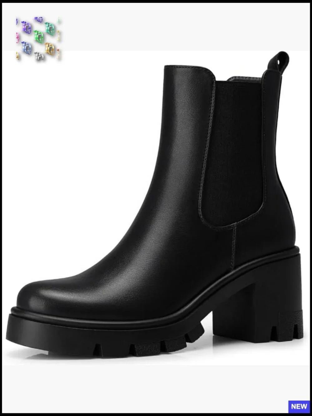 Chelsea Ankle Boots Chunky Heel Fashion Platform Short Booties Work Office